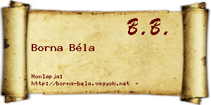Borna Béla névjegykártya